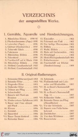 I. Gemälde, Aquarelle und Handzeichnungen (Nr. 1-22)