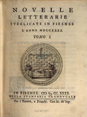 Novelle letterarie, pubblicate in Firenze. 1. 1740