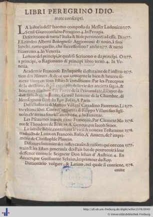 Libri Peregrino Idiomate conscripti.