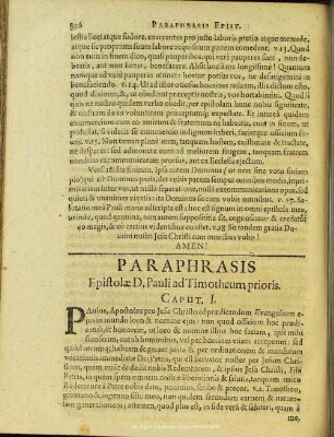 Paraphrasis Epistolae D. Pauli Ad Timotheum prioris