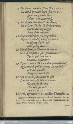 Psalmus CXVI. Dilexi, quoniam exaudiet Dominus