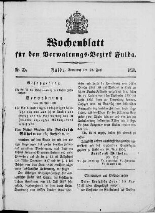 Nr. 25, Ausgabe vom 22. Juni 1850