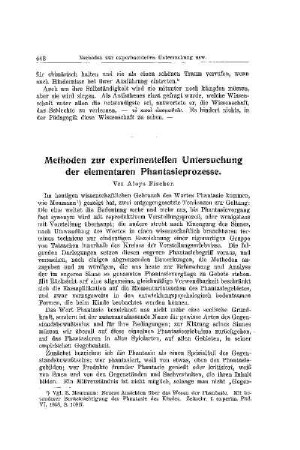Methoden zur experimentellen Untersuchung der elementaren Phantasieprozesse