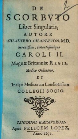 De scorbuto liber singularis