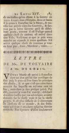 Lettre De Mr. De Voltaire A Mr. De Koenig