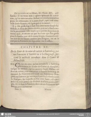 Chapitre XC. De la fonte de la mine de cuivre à Lutterberg par un Fourneau à lunettes ou à la Hongroise, suivant la méthode introduite dans le Comté de Mansfeldt