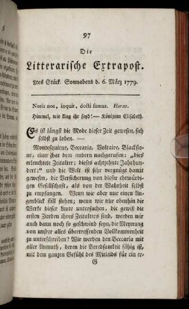 8tes Stück. Sonnabend d. 6. März 1779.