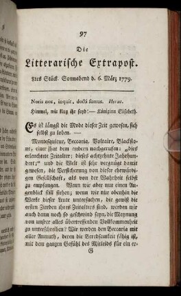 8tes Stück. Sonnabend d. 6. März 1779.