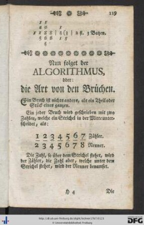 Nun folget der Algorithmus, oder: die Art von den Brüchen.