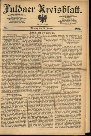 Ausgabe vom Dienstag, den 16. Januar 1894.