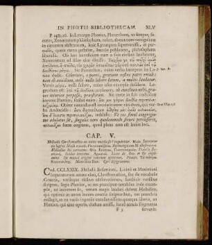 Cap. V. Helladii Chrestomathia an initio mutila sit? inquiritur. [...]