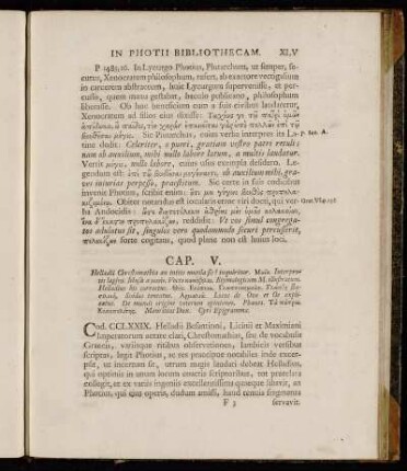 Cap. V. Helladii Chrestomathia an initio mutila sit? inquiritur. [...]