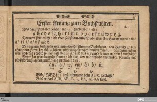 Erster Anfang zum Buchstabiren.