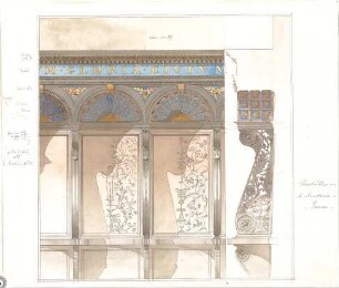 Lange, Ludwig; Lange - Archiv: X.6 Chorgestühle - St. Anastasia in Verona (Ansicht, Ansicht m. Schnitt)