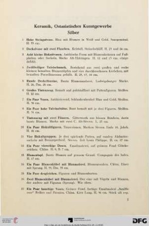Keramik, Ostasiatisches Kunstgewerbe, Silber (Nr. 1-26)