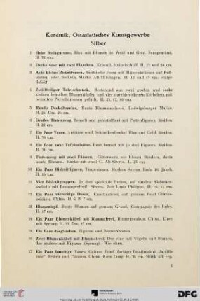 Keramik, Ostasiatisches Kunstgewerbe, Silber (Nr. 1-26)