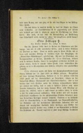 Otto Schlapp : [Nekrolog]