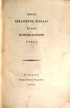 Delle influenze morali, 1