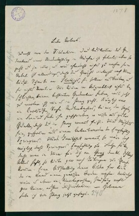 Brief vom 13. Dezember 1878