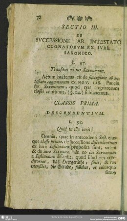 Sectio III. De Successione Ab Intestato Cognatorum Ex Iure Saxonico