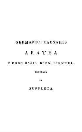 Aratea E Codd. Basil. Bern. Einsiedl.