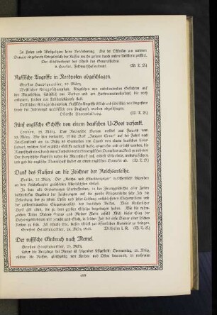 Fünf englische Schiffe von einem deutschen U=Boot versenkt.