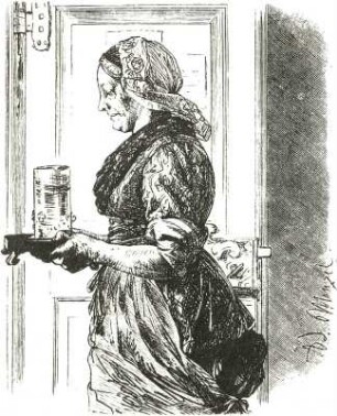 Illustration zu H. von Kleist "Der zerbrochene Krug" : Illustration zu H. von Kleist "Der zerbrochene Krug". Holzstich (vor 1905; A. von Menzel)