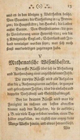 V. Mathematische Wissenschaften.