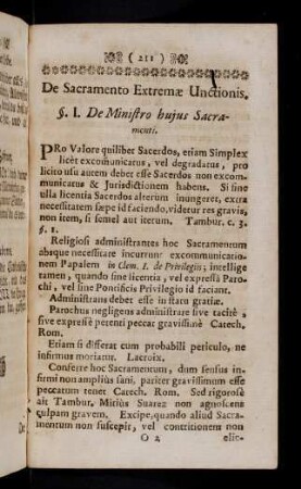 211-224, De Sacramento Extremae Unctionis. §. I. - §. VII.