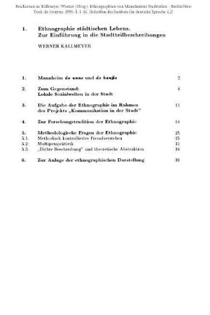 Ethnographie städtischen Lebens. Zur Einführung in die Stadtteilbeschreibungen
