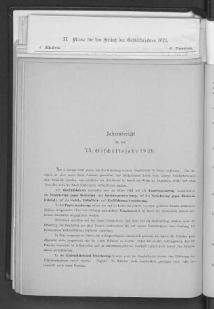 Jahresbericht für das 75. Geschäftsjahr 1929.