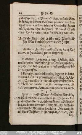 Unterschiedliche Historische und Physicalische Merckwürdigkeiten dieser Insul.