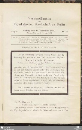 Nr. 17. Sitzung vom 19. December 1890