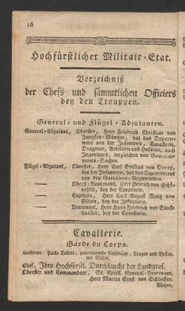 Hochfürstlicher Militair-Etat