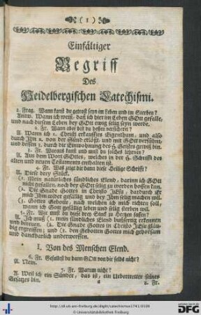 Einfältiger Begriff des Heidelbergischen Catechismi.