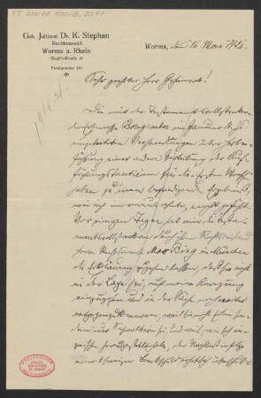 Brief an B. Schott's Söhne : 16.05.1921