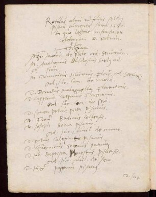4v-5v, Rotulus almi et foelicis studii Pisani currentis Anni 1580