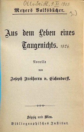 Aus dem Leben eines Taugenichts