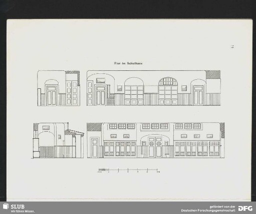 Flur im Schulhaus [Schnitte], Schule der Gemeinde Neu-Eibau, Oberlausitz