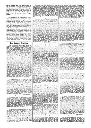 Aus Wolgasts Schriften : [Fortsetzung in der Beilage]