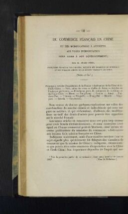 Du commerce francais en Chine