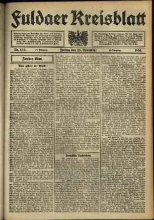 Zweite Ausgabe vom Freitag, den 25. November 1910.