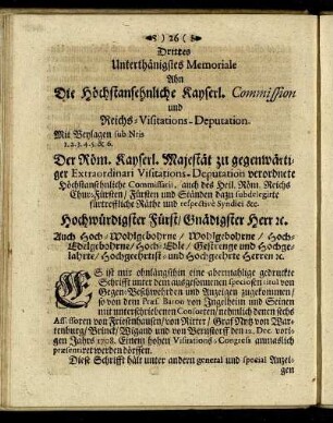 Drittes Unterthänigstes Memoriale.