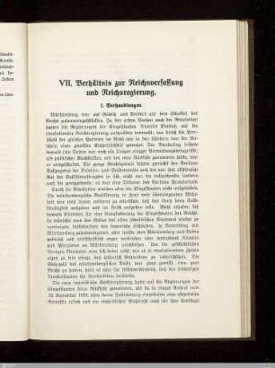 VII. Verhältnis zur Reichsverfassung und Reichsregierung