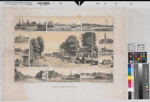Papenburg (Papenburg) Ortsbilder um 1875 o.M. 37 x 56 Lithographie F. G. Müller, Verden Landsberg-Velen Nr. 518