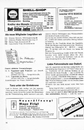 Liebe Fahrensleute aus Osdorf,