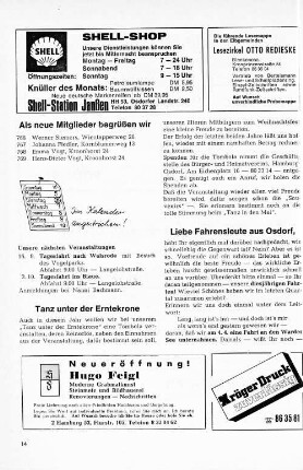 Liebe Fahrensleute aus Osdorf,