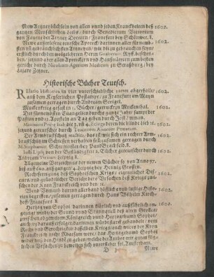 Historische Bücher Teutsch.