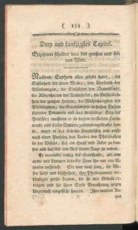 Drey und funfzigstes Capitel. Euphem scheidet von der großen und feinen Welt.