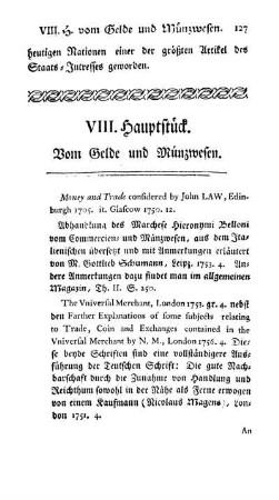 VIII. Hauptstück. Vom Gelde und Münzwesen.